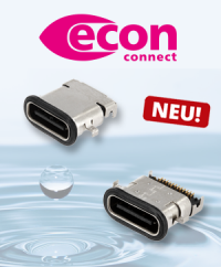 Kann kein Wässerchen trüben: Die neue wasserdichte USB-C Einbaubuchse von econ connect